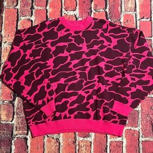 Krost Pink and Purple Cactus Flower Crewneck Sweater